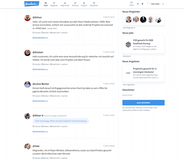 Founder Community Activity Feed